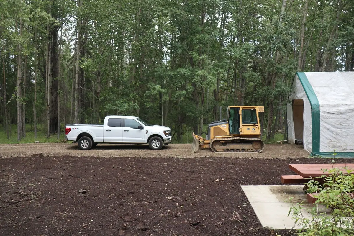 Work truck at a construction site near Maxton, NC